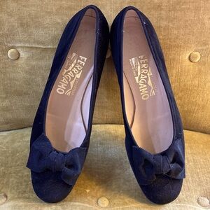 Ferragamo black suede shoes,used, size 7.5